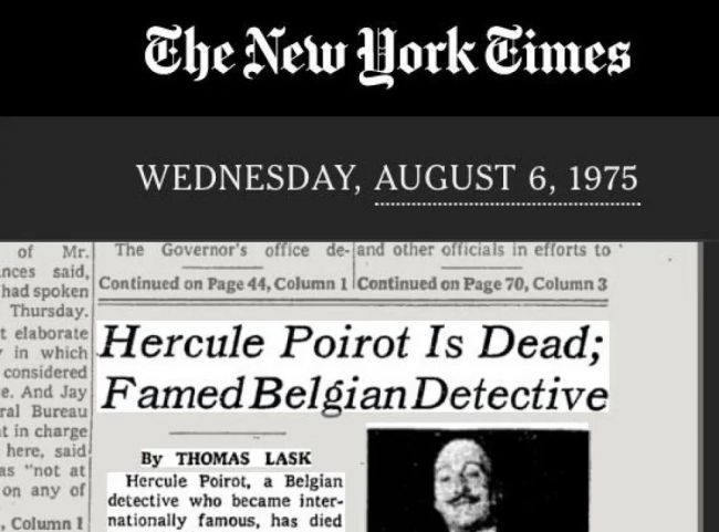50 años de la muerte de Hércules Poirot: El detective de ficción que se ganó una necrológica real en The New York Times