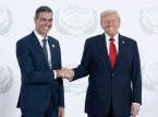 Este es el tenso momento en que Trump y S&aacute;nchez se dan la mano despu&eacute;s de que el presidente de EEUU criticara a Espa&ntilde;a