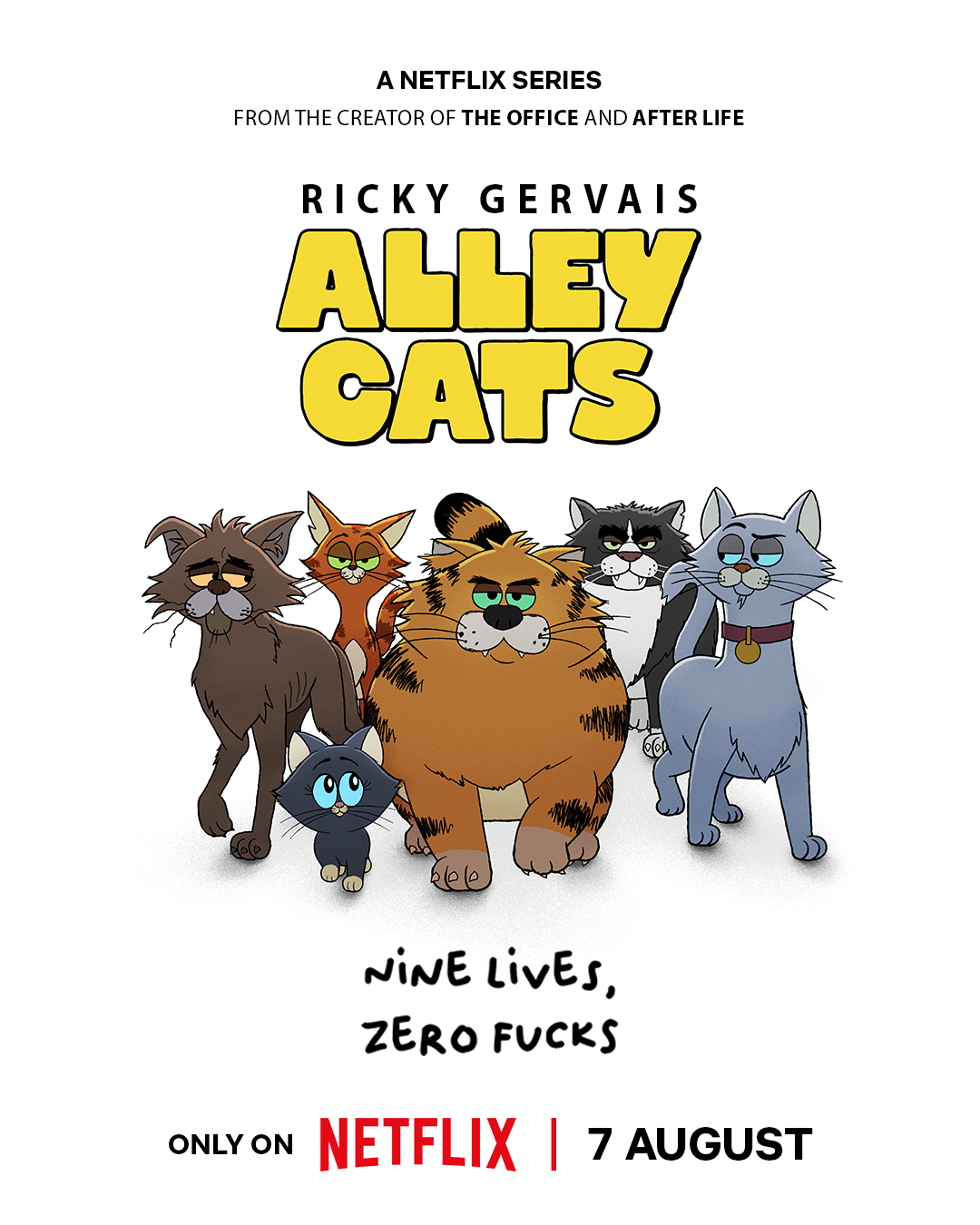 ¿Ricky Gervais como un gato callejero británico? « Netflix » comparte el primer tráiler de la serie de comedia animada Alley Cats
