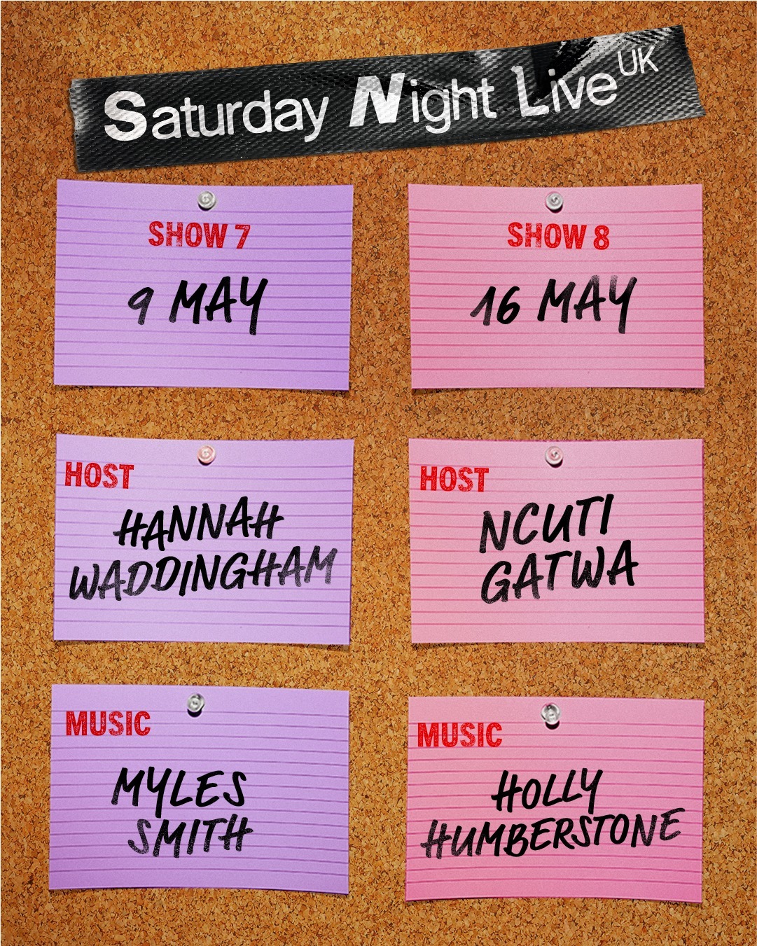 Hannah Waddingham y Ncuti Gatwa presentarán los dos últimos programas de la 1ª temporada de Saturday Night Live UK.