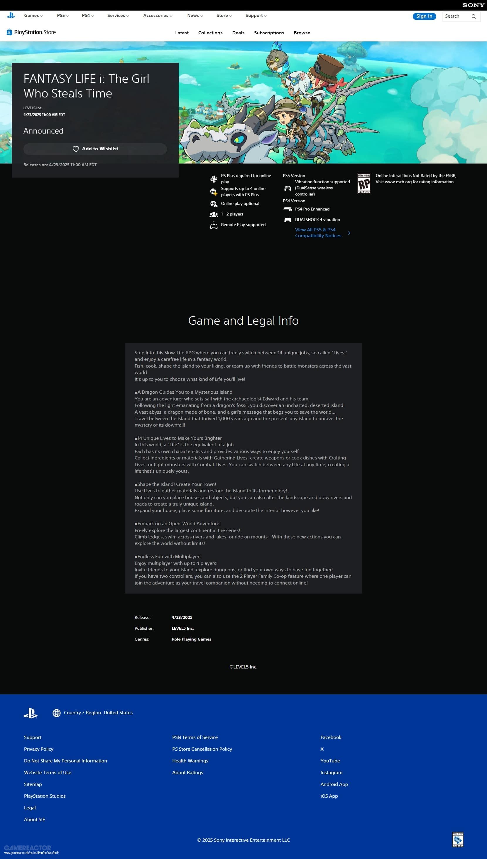 A PlayStation se le escapa la fecha de lanzamiento y la plataforma PS5 paar Fantasy Life i: The Girl Who Steals Time