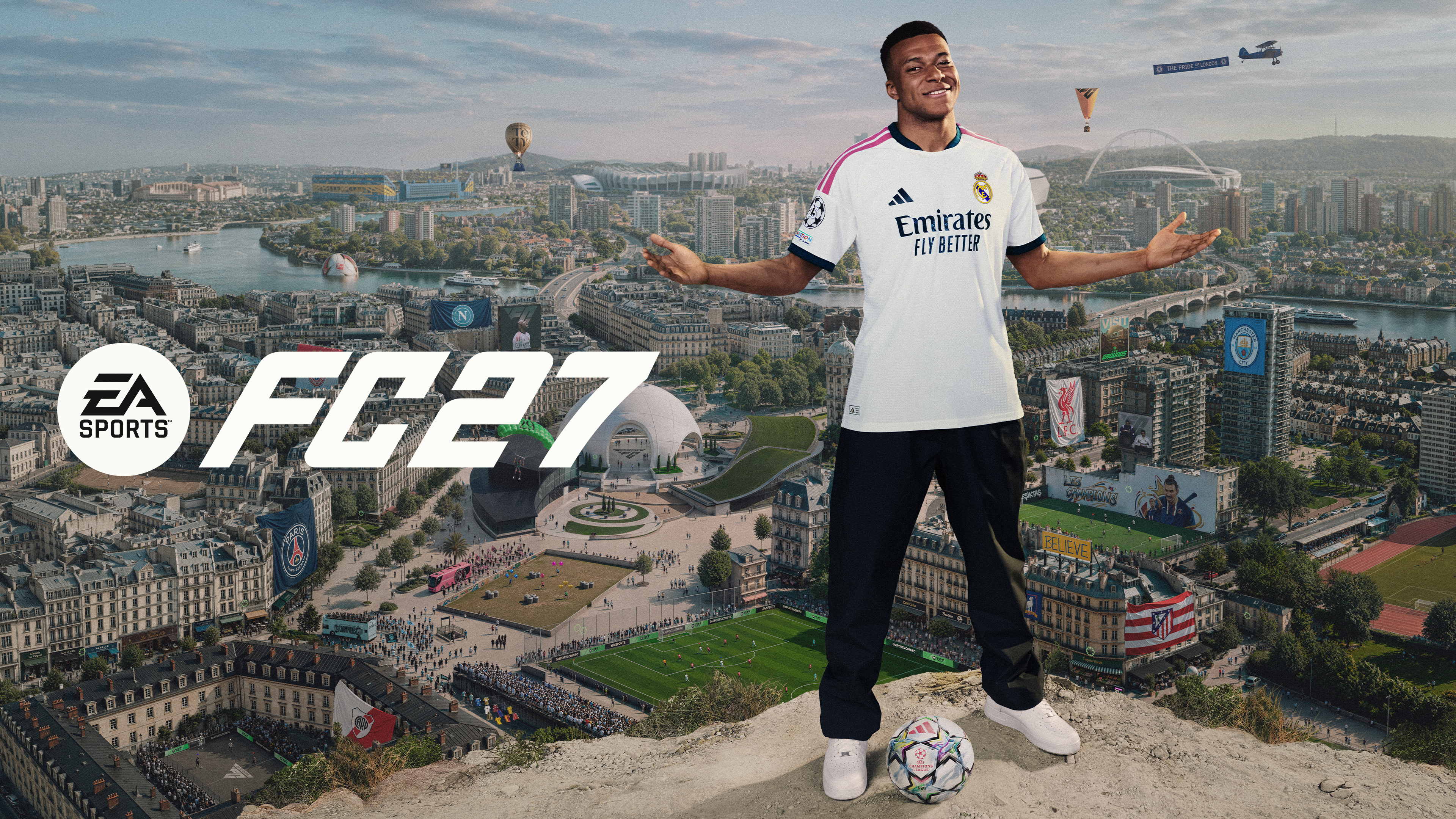 Sí, otra pose y otro escenario, pero Mbappé también repite en la caja estándar de EA Sports FC 27