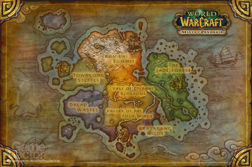 El mapa de Pandaria en WoW