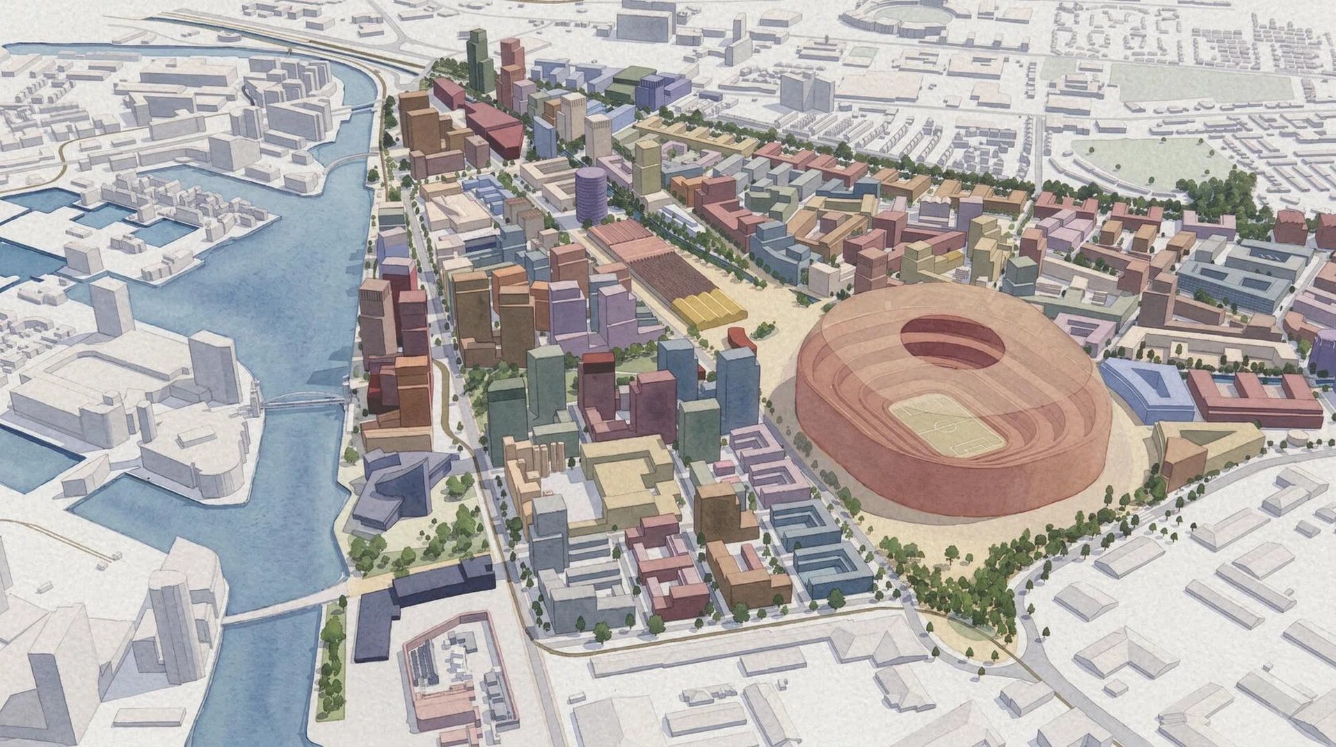 El Manchester United desvela la ubicación y los planes para el nuevo estadio de 100 000 localidades