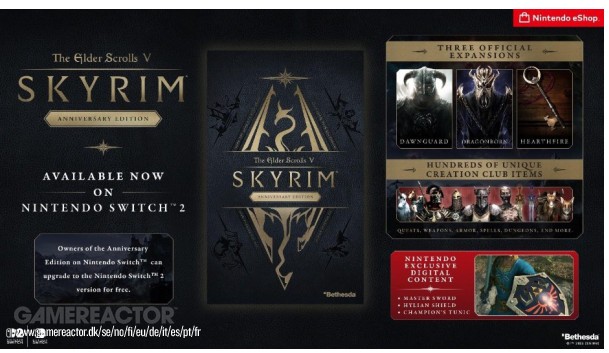 The Elder Scrolls V: Skyrim Anniversary Edition ya tiene su versión nativa en Nintendo Switch 2