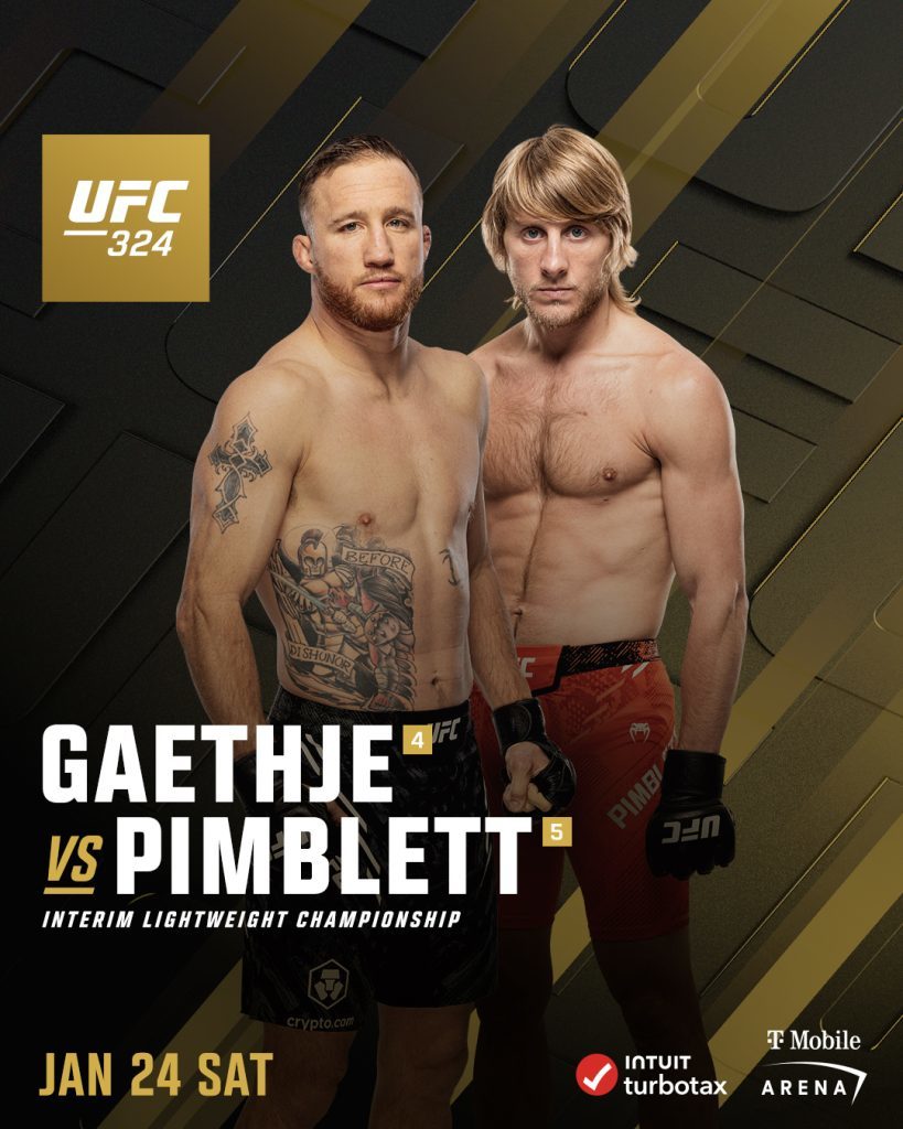 Justin Gaethje contra Paddy Pimblett: horarios y cómo ver UFC 324 este fin de semana