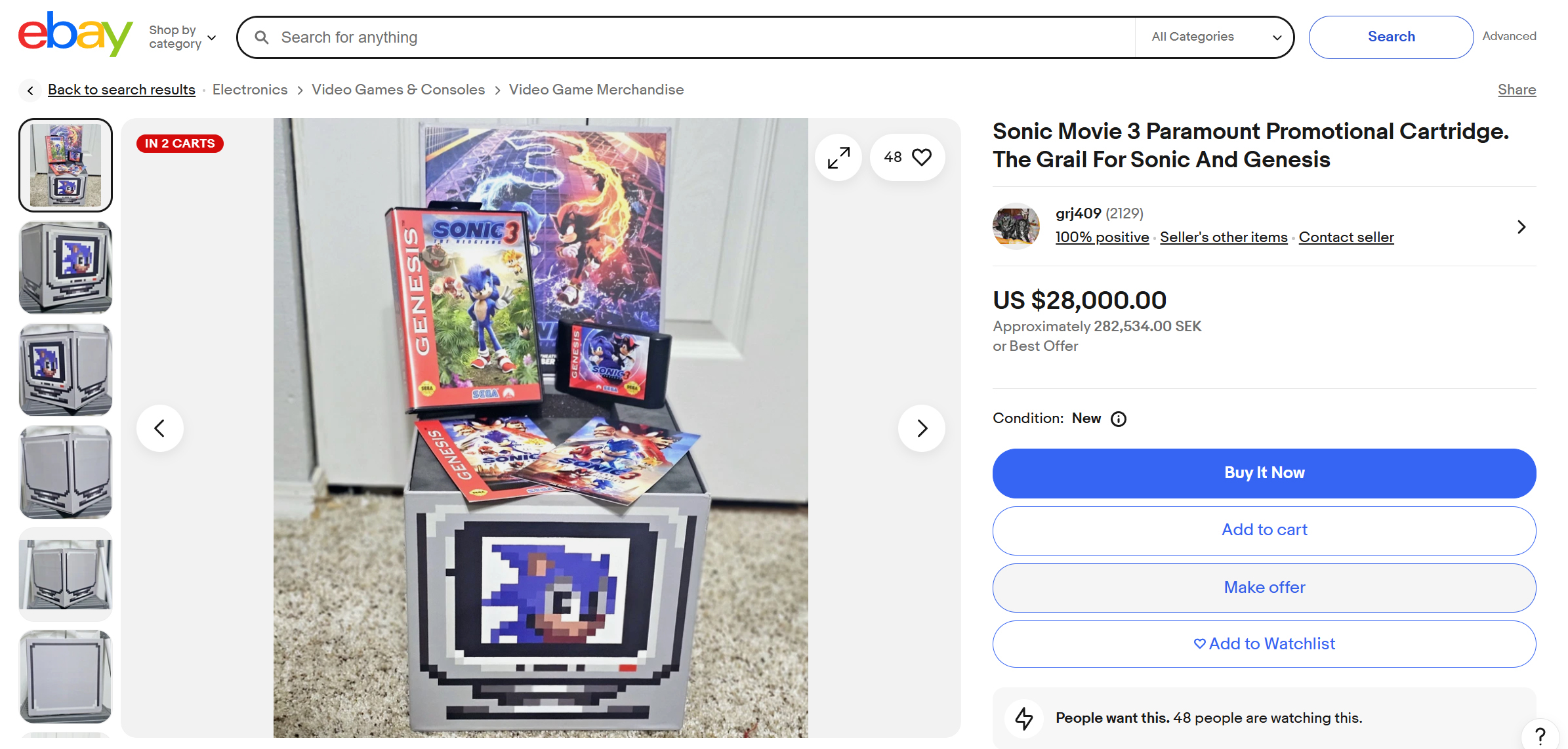 El Santo Grial para los coleccionistas de Sonic the Hedgedog aparece en eBay