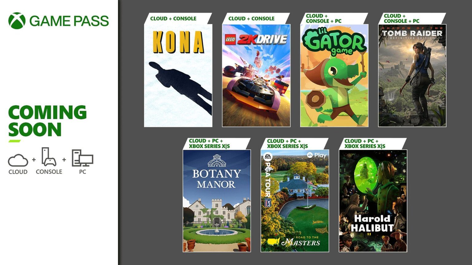 Anunciados los próximos títulos que llegan en abril a Game Pass: Tomb Raider, Lego 2K Drive, PGA Tour y más