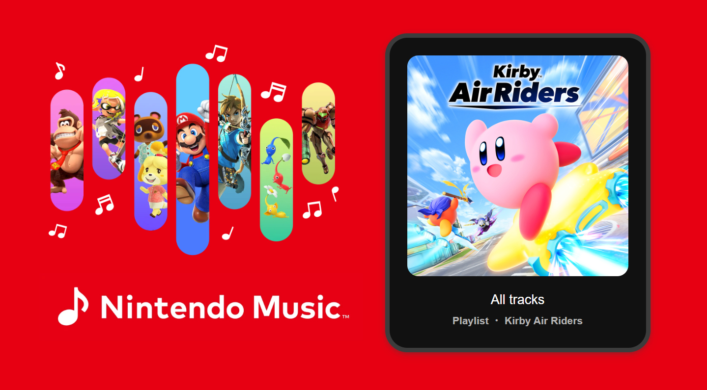 Kirby Air Riders banda sonora añadida a Nintendo Music