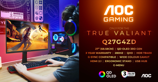 Así es el nuevo monitor Aoc Gaming Q27G4ZD, con lo último en tecnología QD-OLED de tercera generación